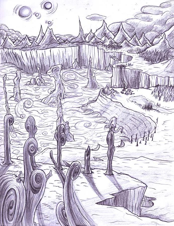 Fantasy Drawing - Ash Basin by Grymm Grymmowski
