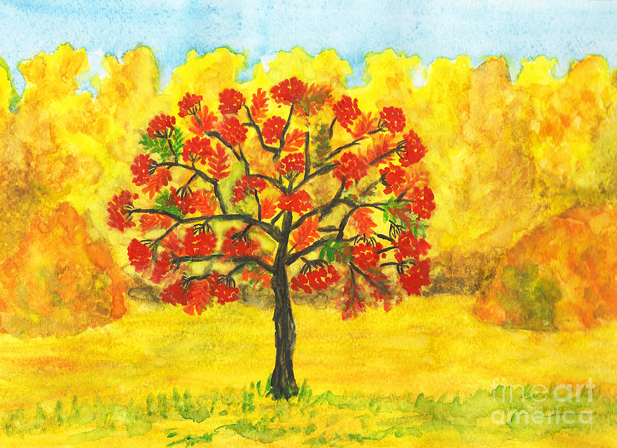 Ash tree in autumn Painting by Irina Afonskaya