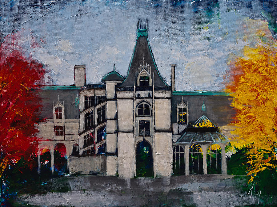 Biltmore Estate Painting - Asheville Castle in the Mountains  by Gray  Artus