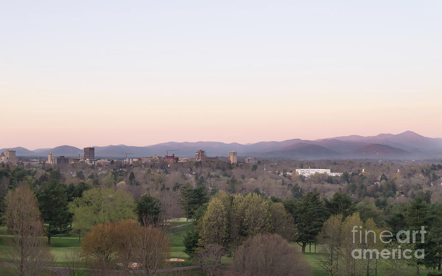 Asheville Skyline and Blue Ridge Mountains at Dawn Photograph by MM Anderson