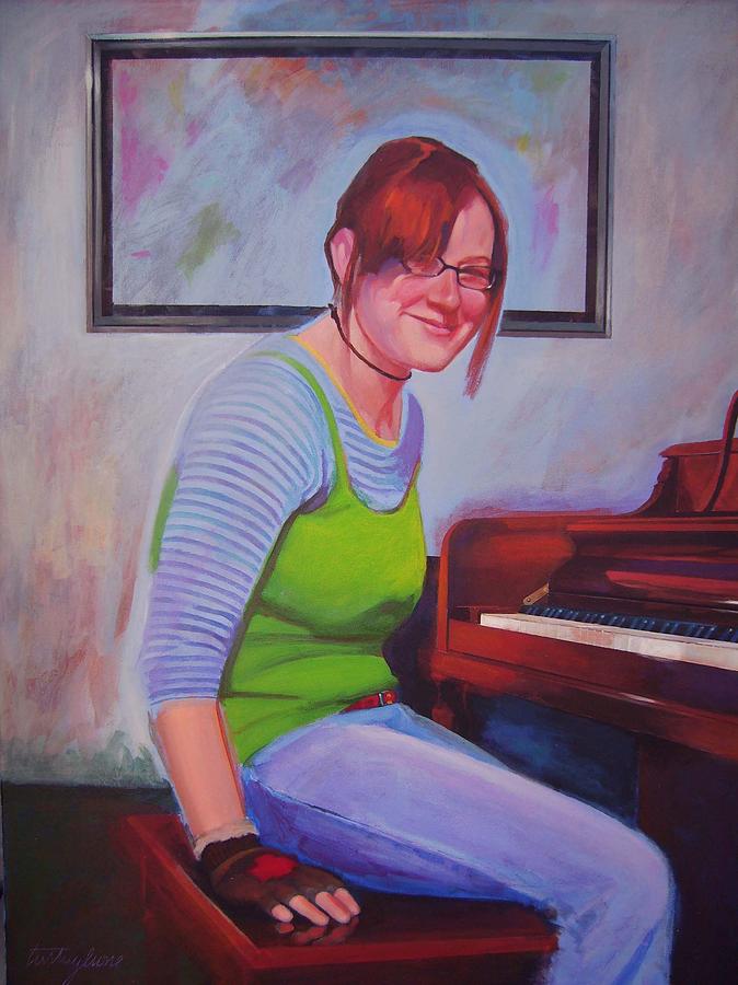 Music Painting - Ashley at Piano by John Tartaglione