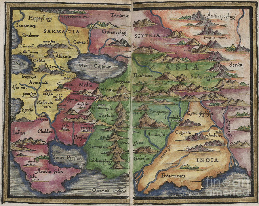 Asia map by Johannes Honter 1542 Photograph by Rick Bures