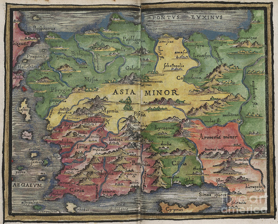 Asia Minor map by Johannes Honter 1542 Photograph by Rick Bures