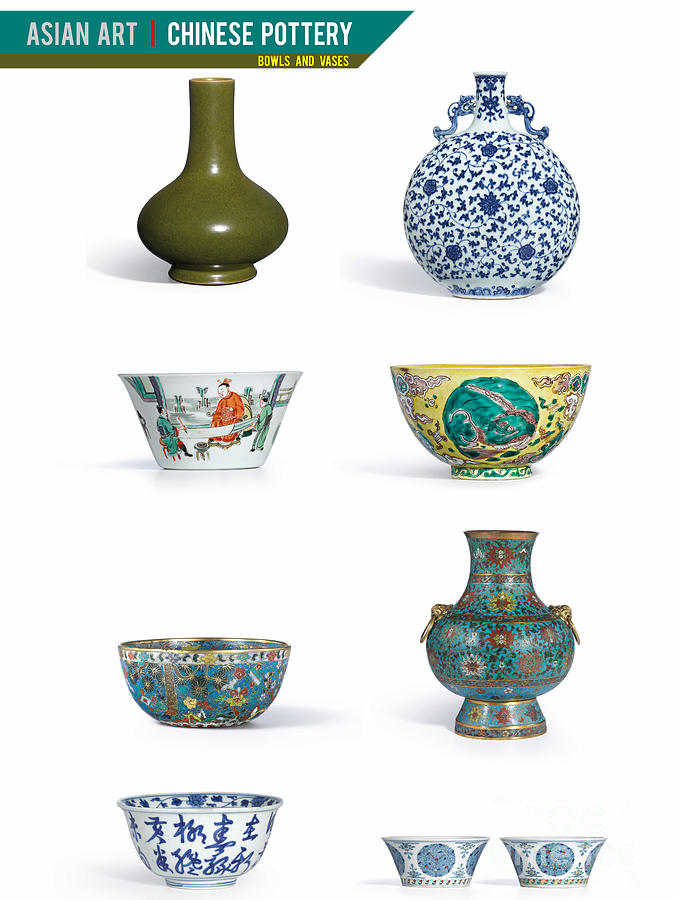 Asian Art Chinese Pottery - Bowls and Vases  Photograph by Celestial Images