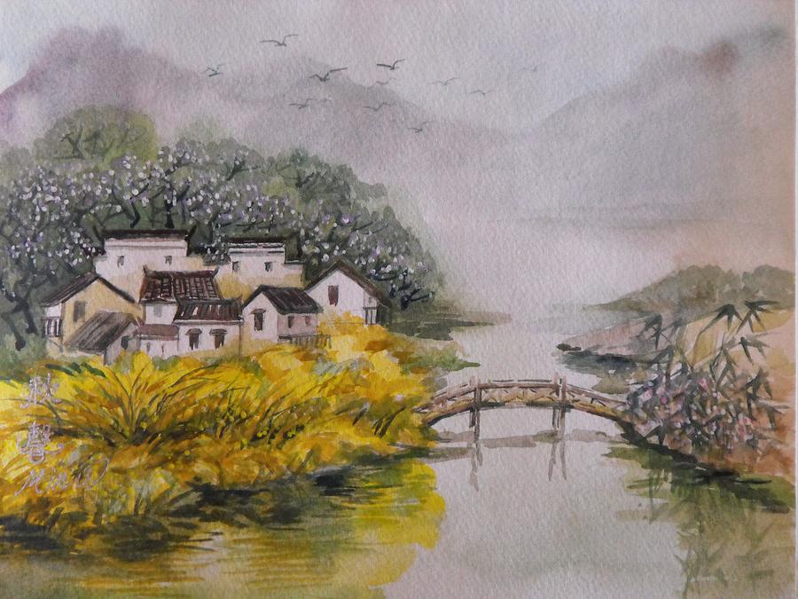 Asian Autumn Painting by L R B