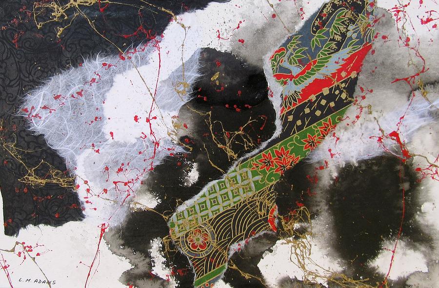 Asian Collage Painting by Louise Adams