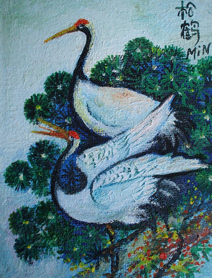 Asian Cranes 1 Painting by L R B