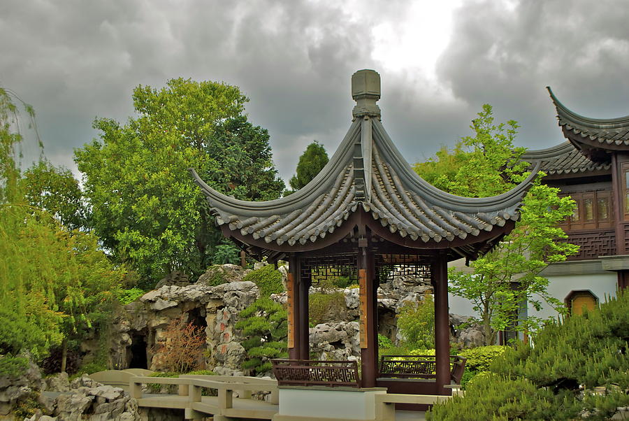 Chinese Tea Garden Photograph - In an Asian Town by Lori Leigh