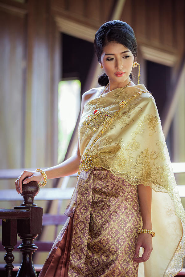 Asian lady in Thai dress  Photograph by Anek Suwannaphoom