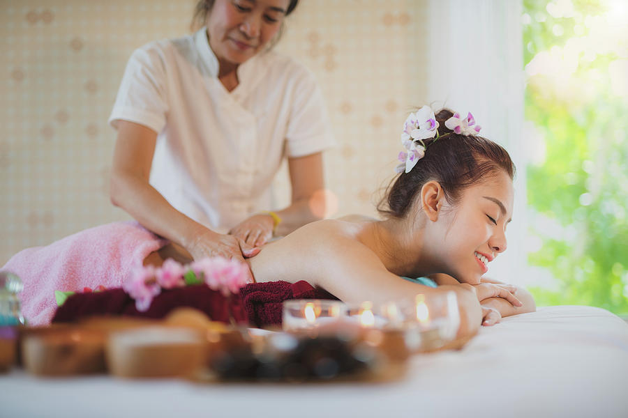 Asian lady relax in skin care aroma therapy Photograph by Anek Suwannaphoom