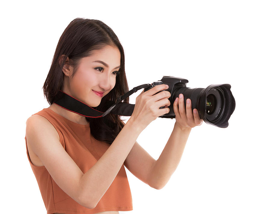 Asian lady with DSLR camera Photograph by Anek Suwannaphoom