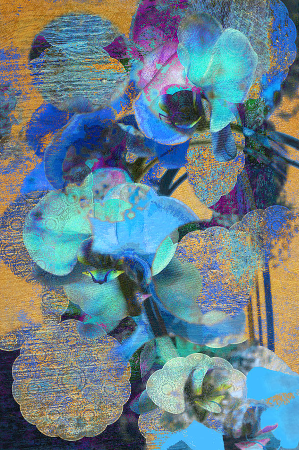 Asian Orchid Abstract Blue Photograph by Suzanne Powers