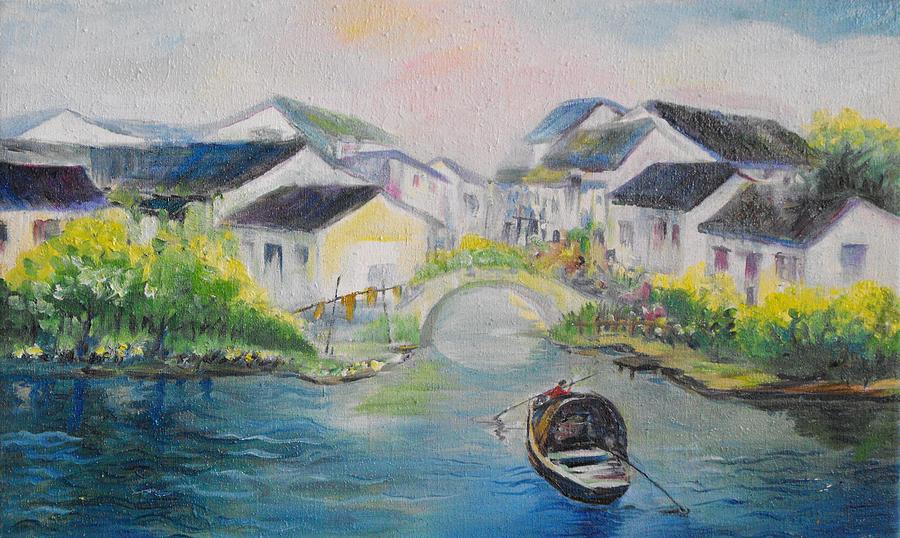Asian Riverscape No 3 Painting by L R B