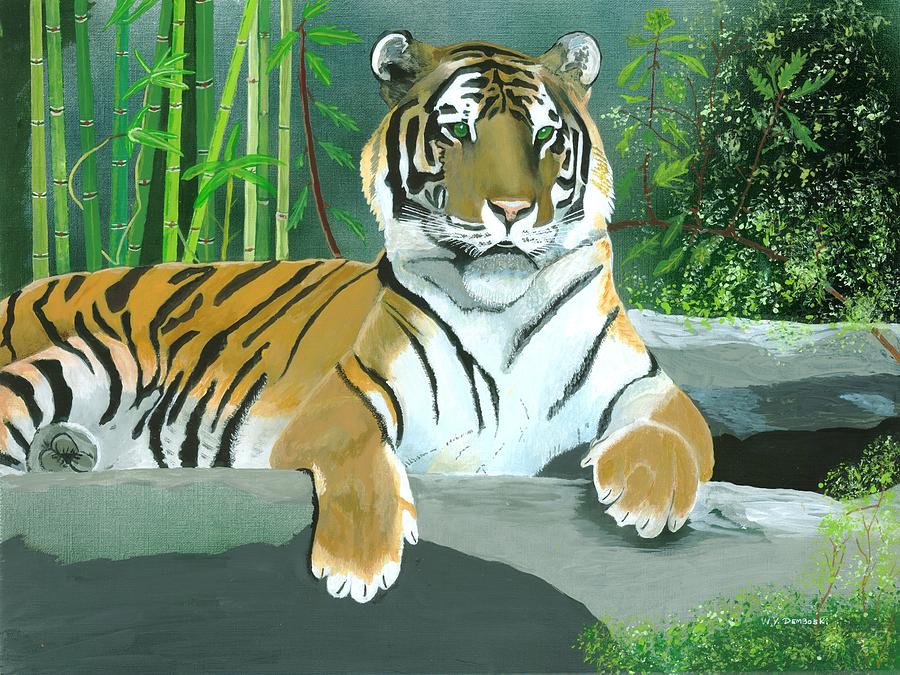 Asian Tiger - Majestic Guard Painting by William Demboski