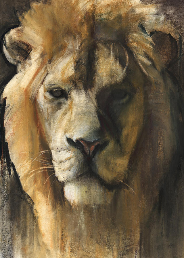 Lion Painting - Asiatic Lion by Mark Adlington