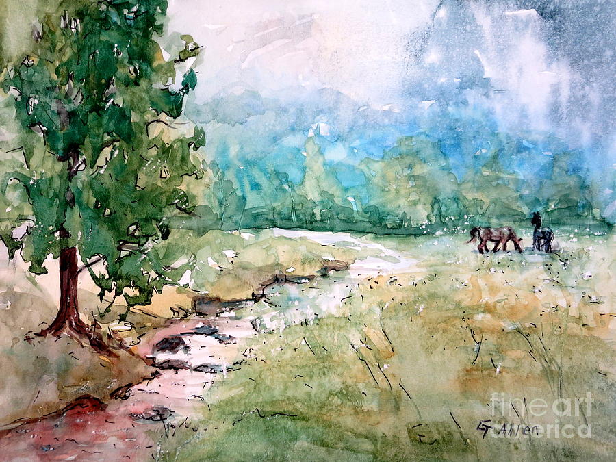 Aska Farm Creek Painting by Gretchen Allen