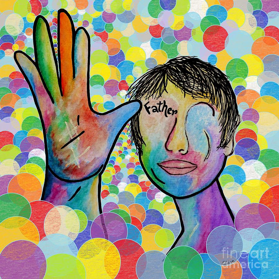 ASL Father on a Bright Bubble Background Painting by Eloise Schneider Mote