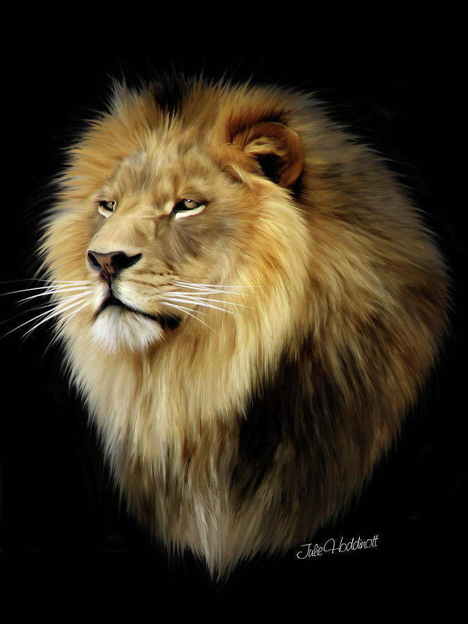 Lion Digital Art - Aslan by Julie L Hoddinott