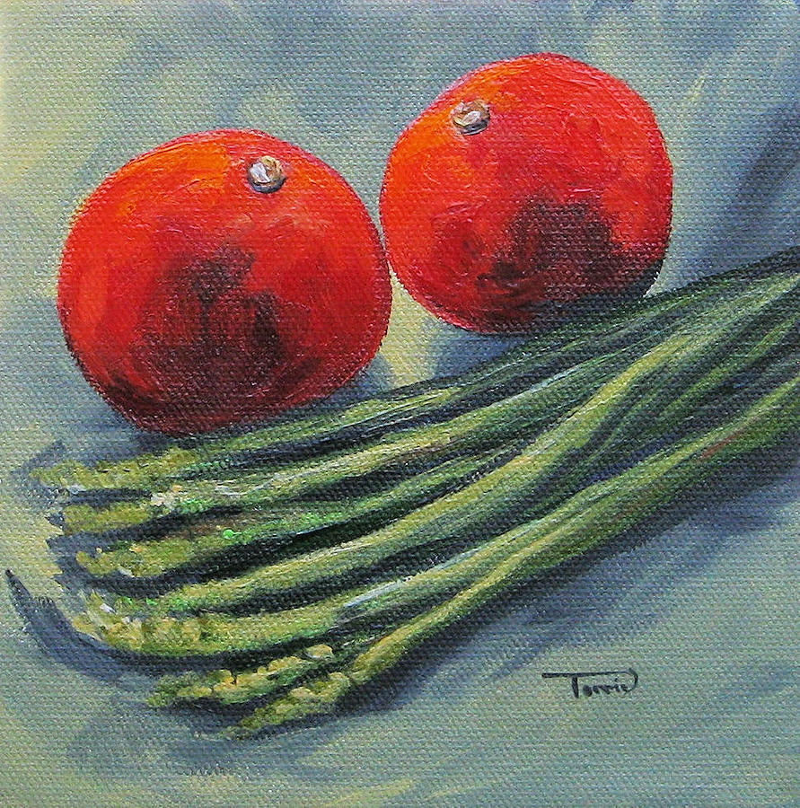 Asparagus and Tomato  Painting by Torrie Smiley