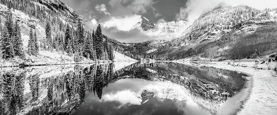 America Photograph - Aspen Colorado Maroon Bells Black And White Panorama by Gregory Ballos America Photograph - Aspen Colorado Maroon Bells Black And White Panorama by Gregory Ballos