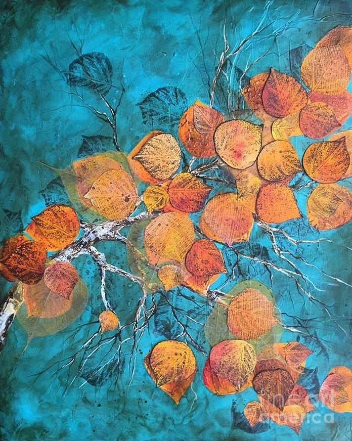 Aspen Leaves Mixed Media - Glow by Donna Martin