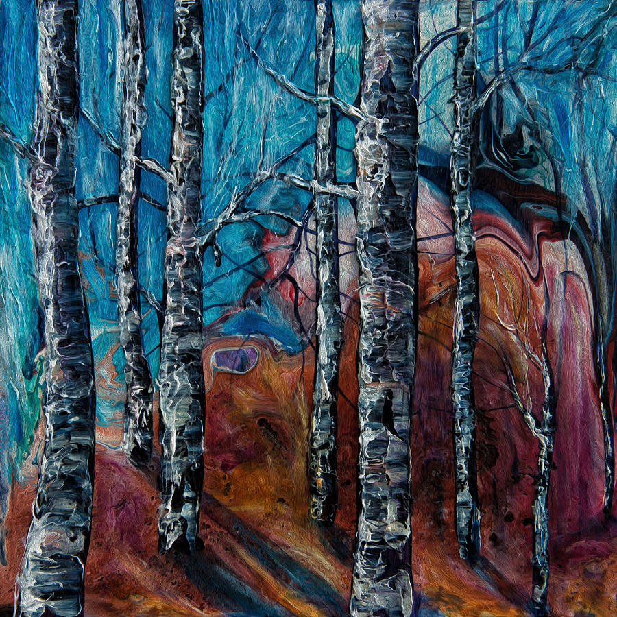 Thick Texture Painting - Aspen Grove - 2 by Lena Owens - OLena Art Vibrant Palette Knife and Graphic Design