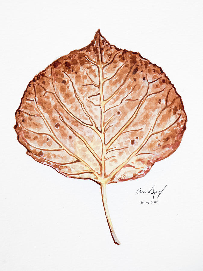 Aspen Leaf - Brown Painting by Aaron Spong