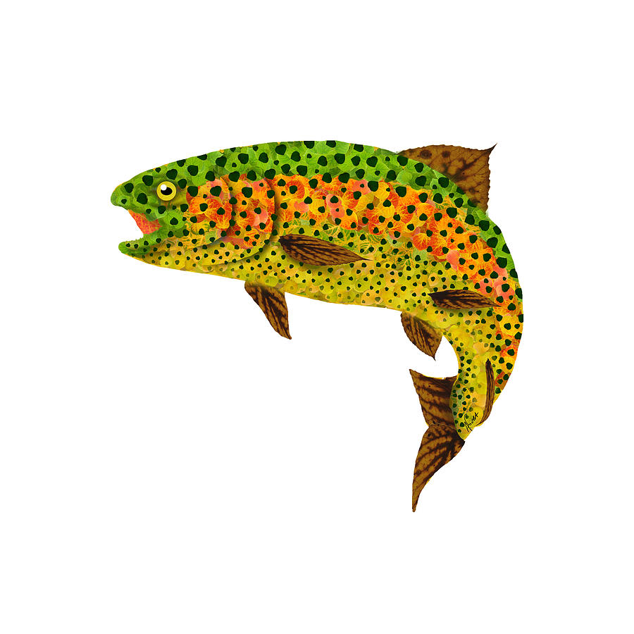 Aspen Leaf Rainbow Trout 1 Digital Art by Agustin Goba