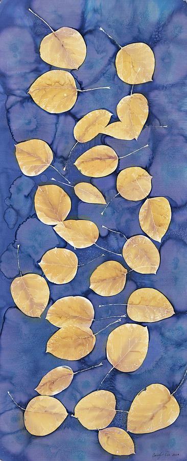 Aspen Leaves on Water Tapestry - Textile by Carolyn Doe