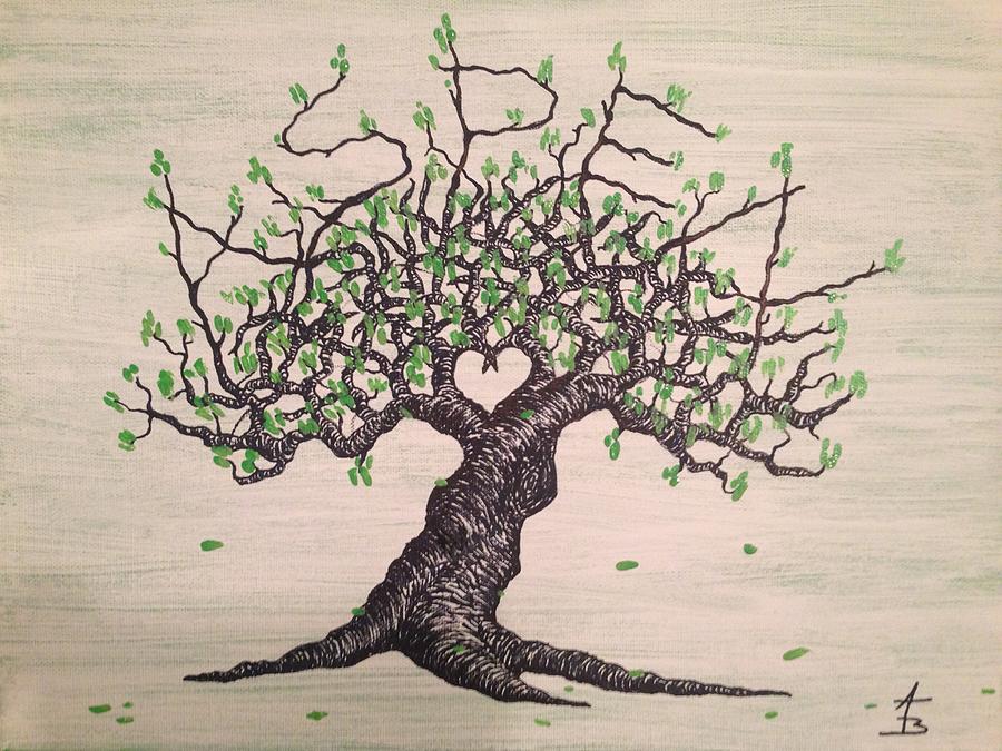 Aspen Love Tree Drawing by Aaron Bombalicki