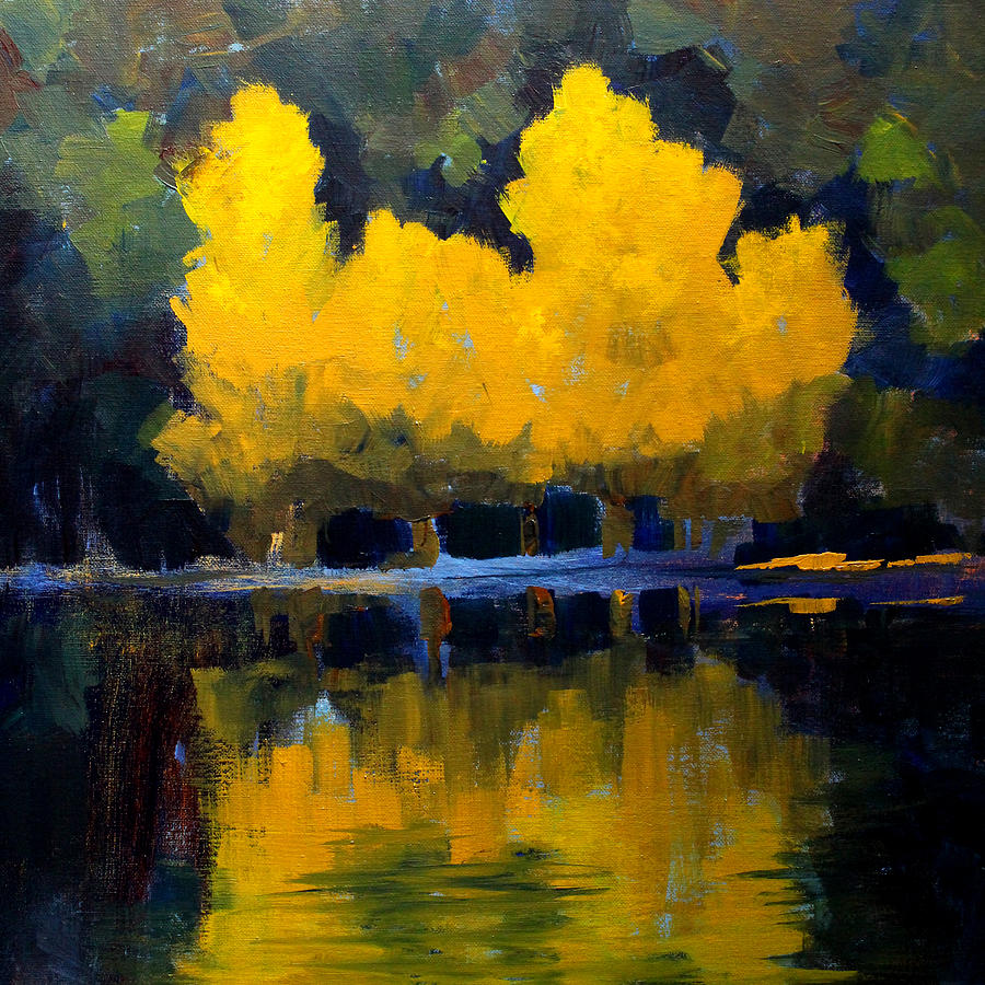 Aspen Reflection Painting by Nancy Merkle