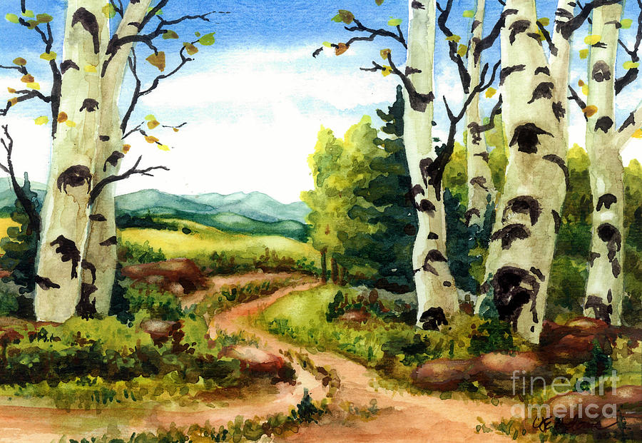 Aspen Road Painting by Cheryl Emerson Adams