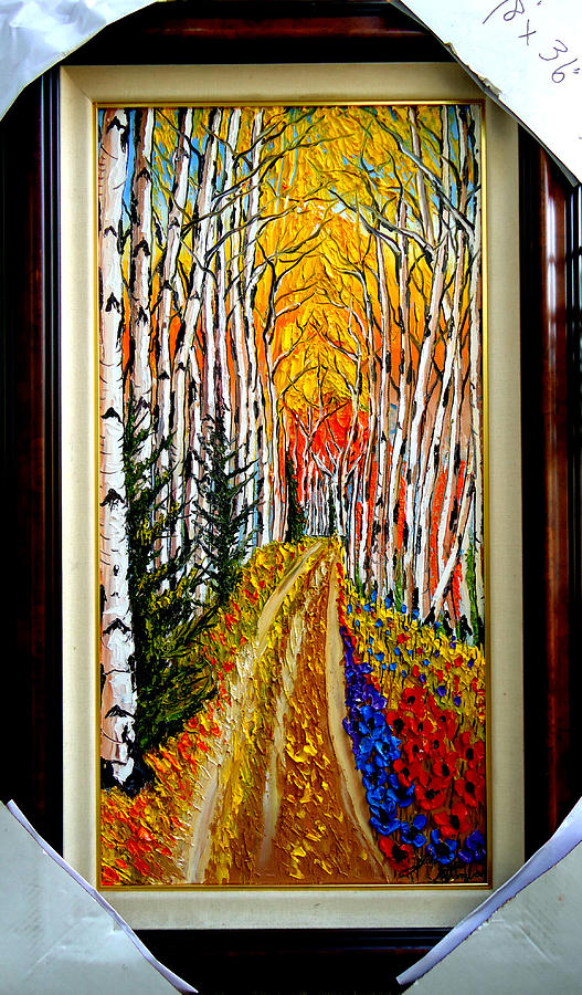 Aspen Road To Autumn Painting by James Dunbar