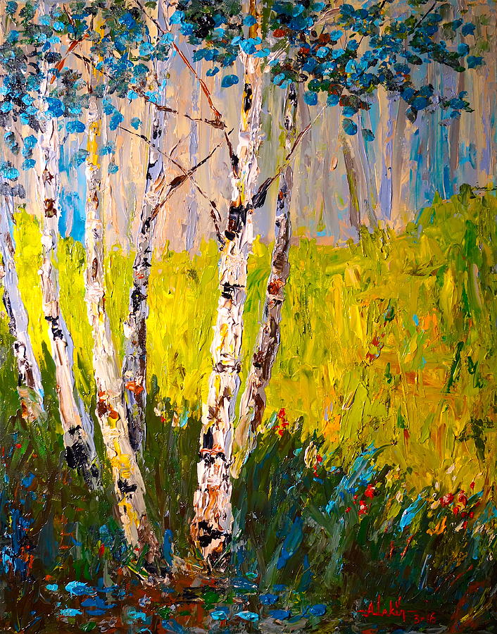 Aspen Spring Painting by Alan Lakin
