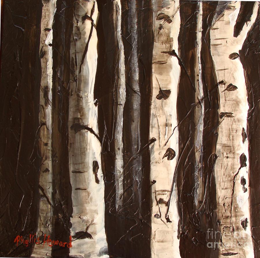Aspen Stand Painting by Phyllis Howard