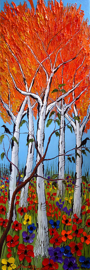 Aspen Trees 3 Painting by James Dunbar