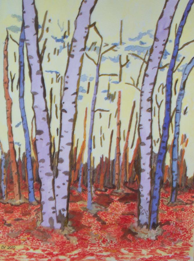 Aspen Trees Painting by Connie Valasco