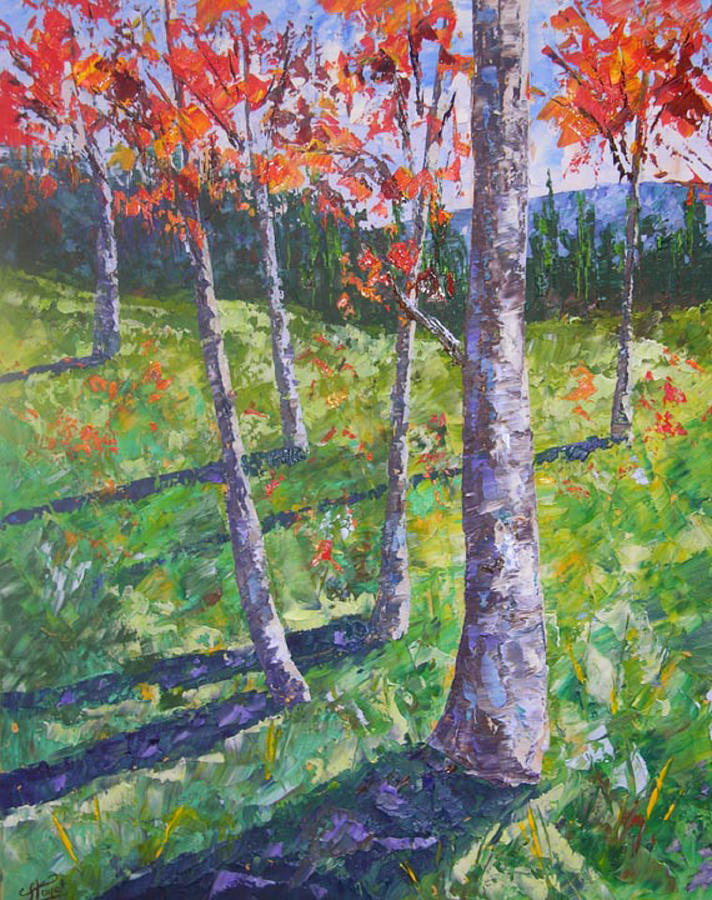 Aspen trees Painting by Frederic Payet