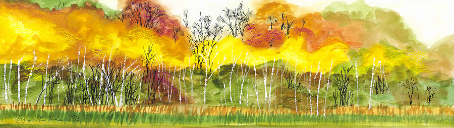 Aspen Trees in Autumn Painting by Lynn Hansen