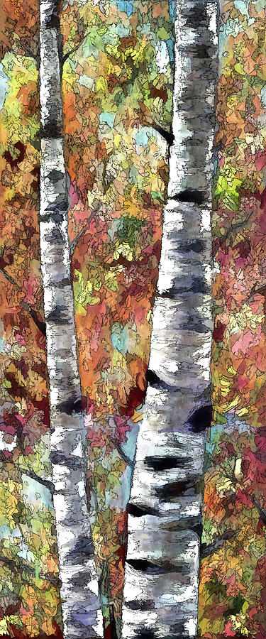 Aspen Trees  Painting by Lena Owens - OLena Art Vibrant Palette Knife and Graphic Design