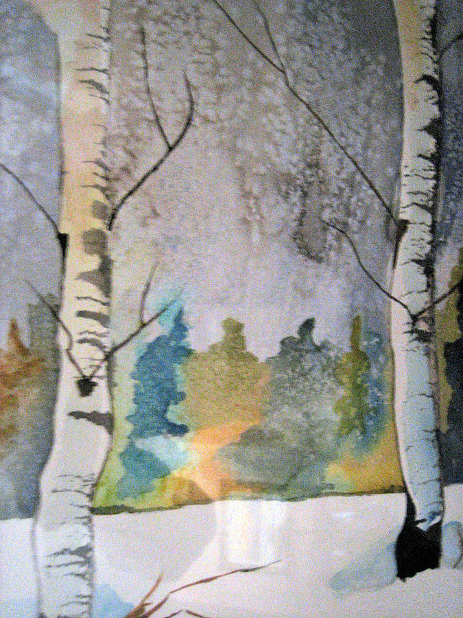Aspens Painting - Aspens in Snow by Holly Schussler