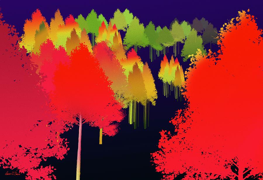 Aspens March of Fall Digital Art by Robert J Sadler