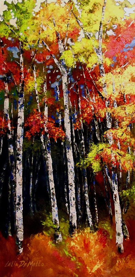 Aspens on High Painting by Lelia DeMello