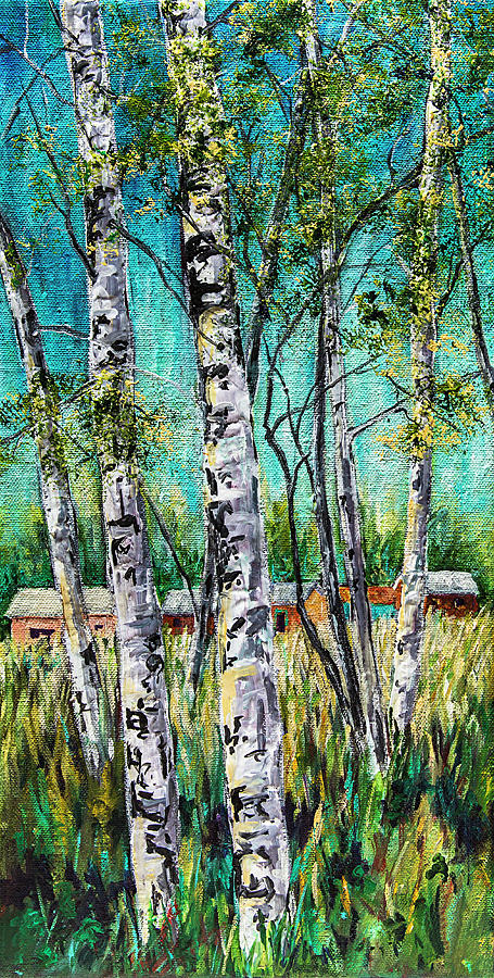 Aspens on the Farm Painting by Sally Quillin