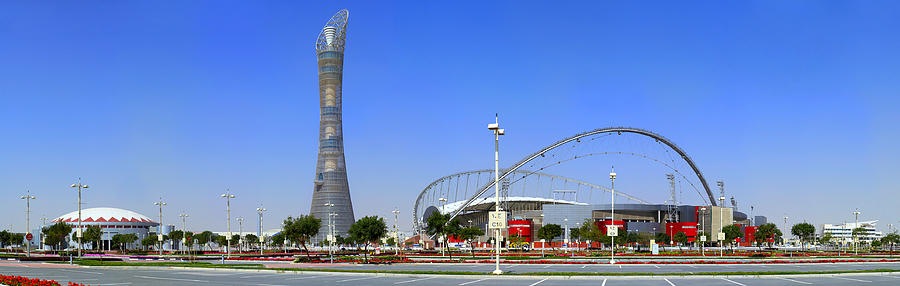 Aspire complex in Doha Photograph by Paul Cowan