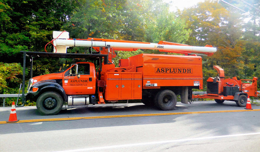 Asplundh Tree Expert Company trucks Painting by Jeelan Clark