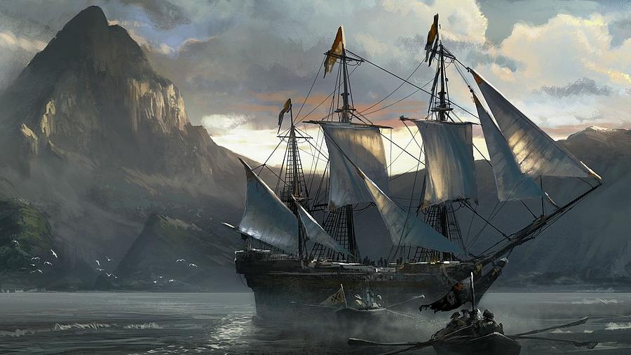 Boat Digital Art - Assassins Creed IV Black Flag by Maye Loeser