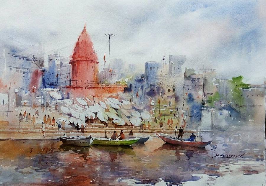 Assi Ghat Painting by Sandeep - Fine Art America