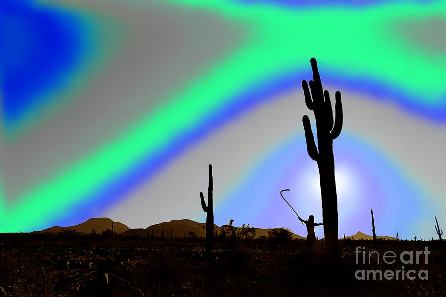 Assimilation of Saguaro and Desert Digital Art by Wernher Krutein
