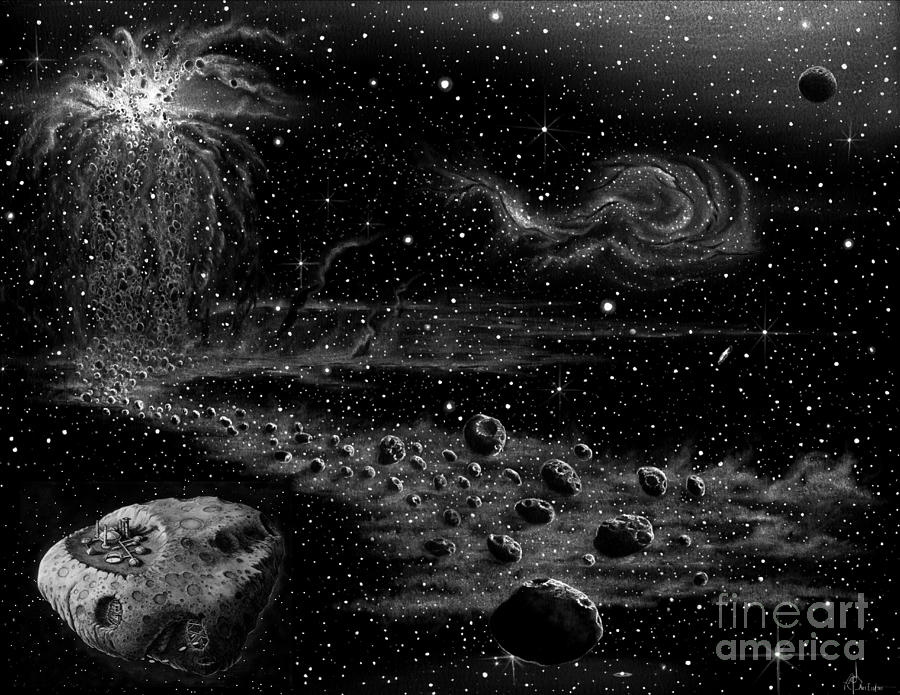 Asteroid Colony Drawing by Murphy Elliott
